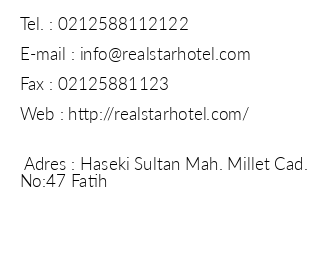 Real Star Hotel iletiim bilgileri
